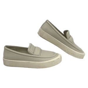 Vince Gray Cream Slip-On Leather Sneakers | Size 5
